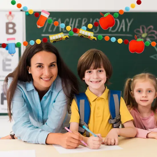 Back to School Felt Pom Banner {3}