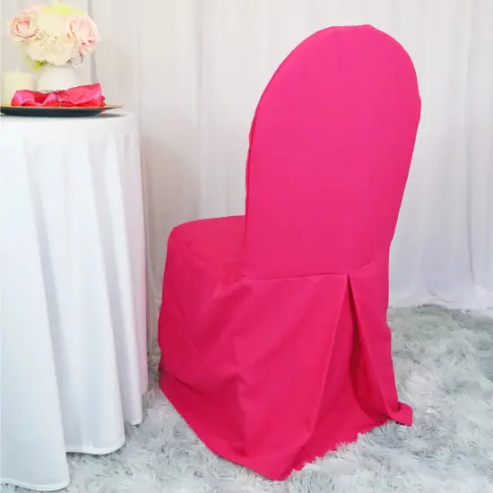 Fuchsia Banquet Chair Cover Polyester Seat Slipcover for Events {2}