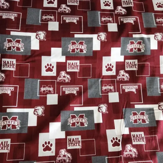 Licensed NCAA Mississippi State University Block Allover MSST1115 Cotton Fabric by the Yard {1}