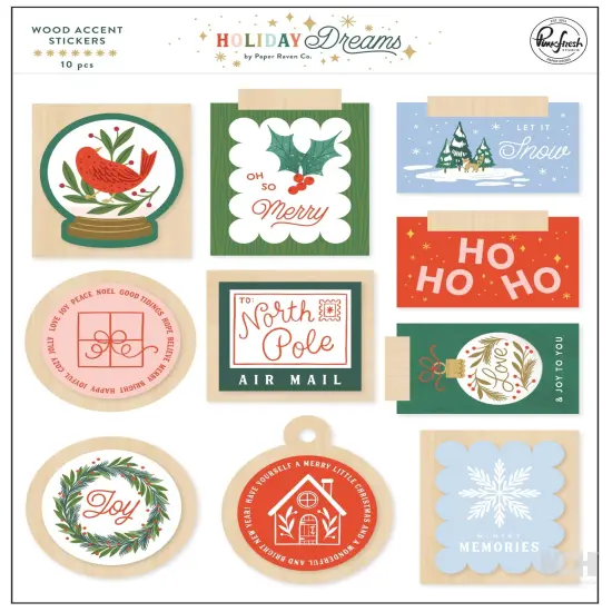 Pink Fresh Studio Holiday Dreams Wood Accent Dimensional Stickers {1}