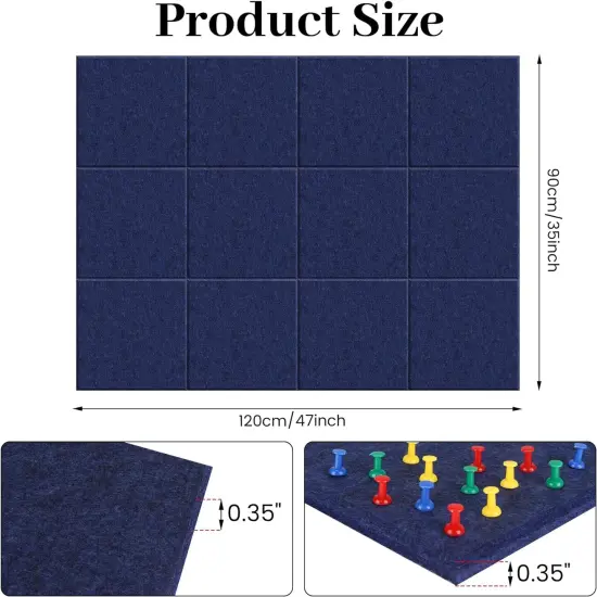 12 Pack Felt Wall Tiles for Office Wall Decor,Felt Bulletin Board Tiles {3}