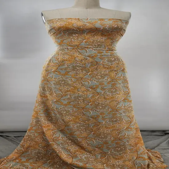 1 Yard Rayon Crinkle Lightweight Soft Apparel Fabric for Dresses Skirts Width 50/52" Orange {2}