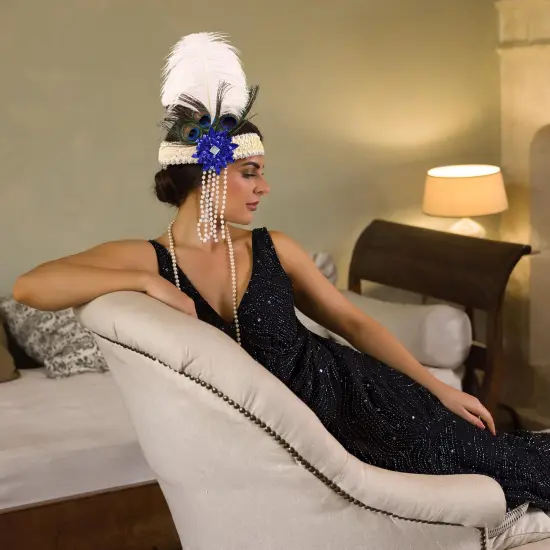 Roaring 20's Deluxe Costume Headband Beige {6}
