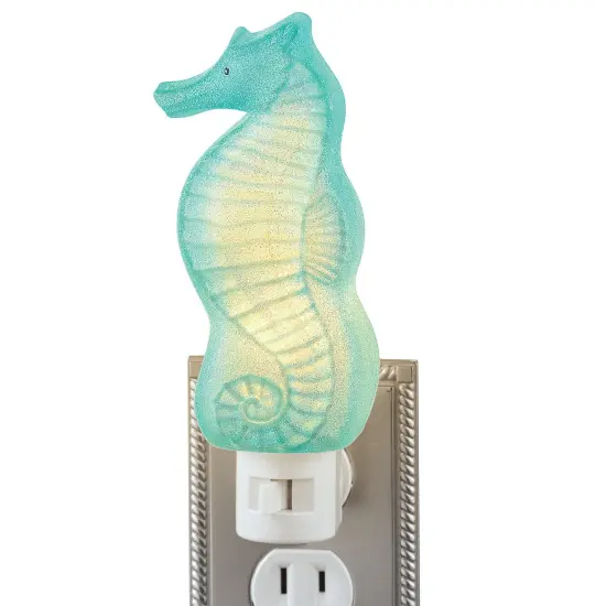 Collections Etc Glittery Blue Seahorse Plug-In Night Light {1}