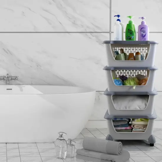 4-Tier Storage Basket Cart {3}