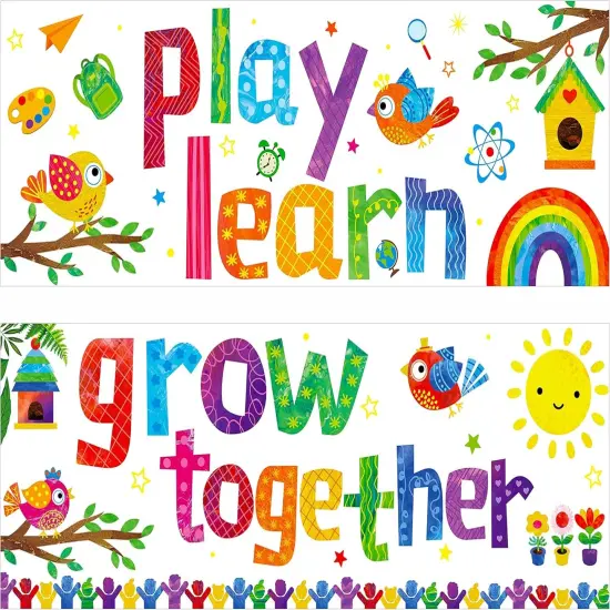 Classroom Banner Poster, 2 PCS Colorful Bulletin Board Decoration Motivational Posters {1}