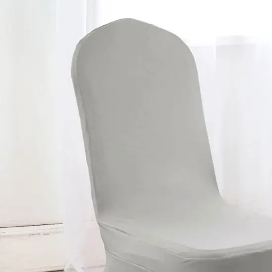 Spandex Banquet Skirt Chair Cover Silver Elegant Stretch Skirt Fit Durable Event Decor {5}