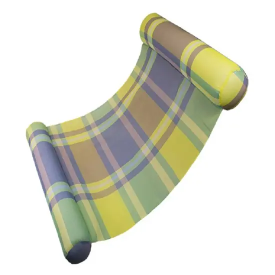 Swim Central Inflatable Green and Blue Plaid Extra Large Water Hammock Pool Lounger, 54-Inch {4}