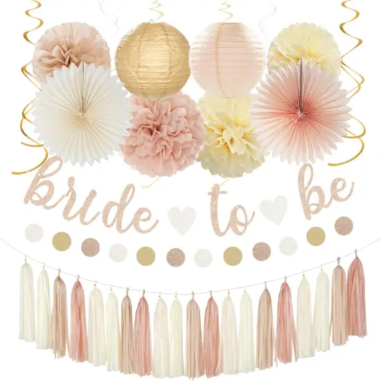 36pcs Bride To Be Banner,Bachelorette Paper Lanterns,Wedding Streamers Garland {1}