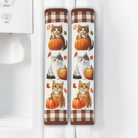 Collections Etc Harvest Cats 3-Piece Appliance Handle Cover Set {1}