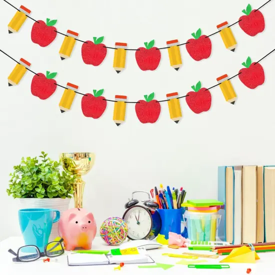 2 Pieces Pencil Apple Banner for Back to School Decorations {4}