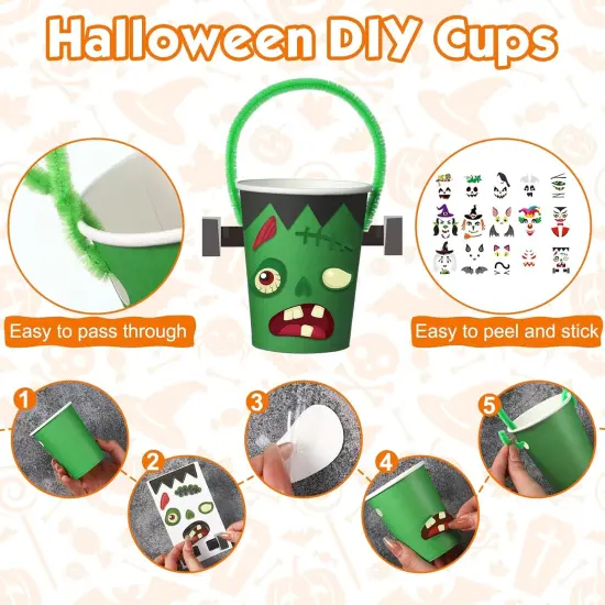 190 Pcs Halloween DIY Paper Cup Craft Kits {2}