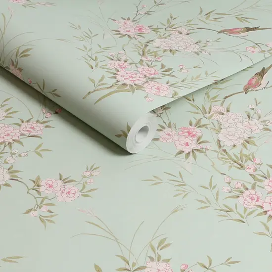 Rachel Ashwell Bird Chinoiserie Green Wallpaper {3}
