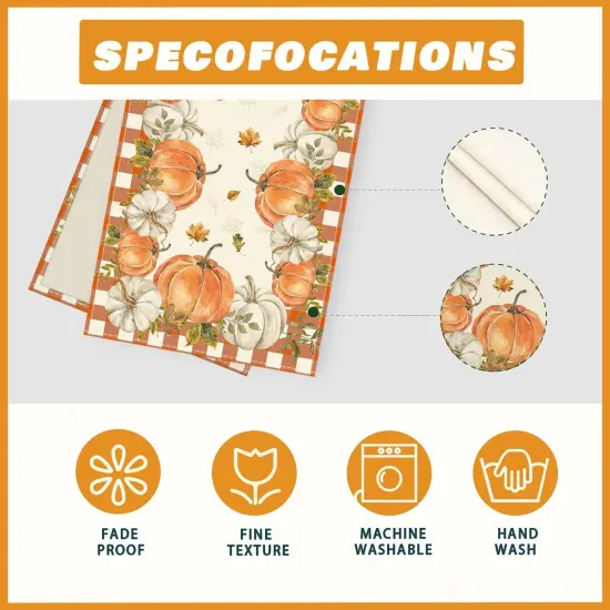 Fall Pumpkin Plaid Table Runner Table Decoration.,13x72 Inch {5}