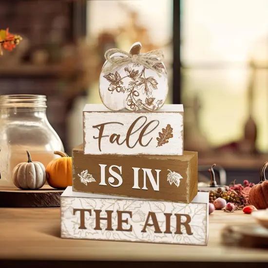 4 Pcs Fall Pumpkin Wooden Table Decorations {4}