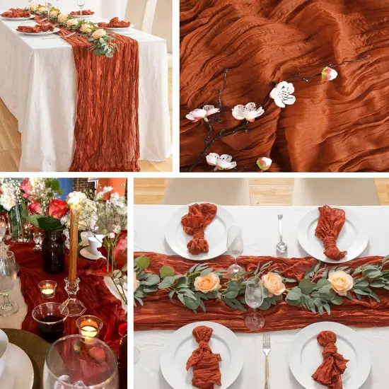 4 Pack Terracotta Cheesecloth Table Runner 20 x 120 inch {3}