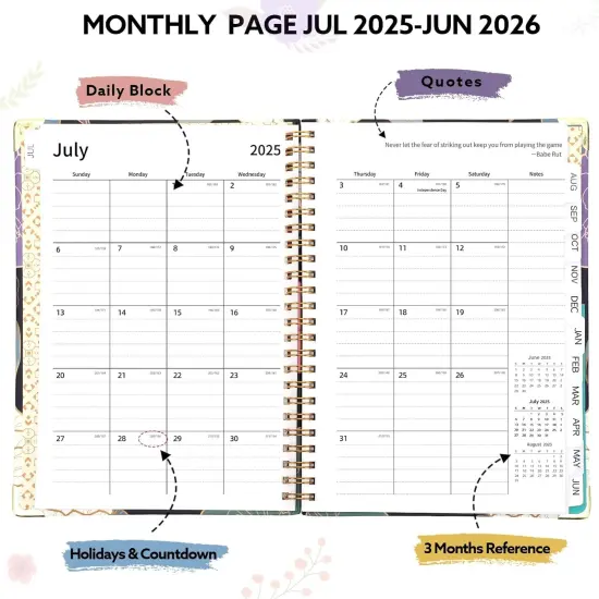 2025-2026 Academic Planner, A5 (6.5" x 8.5") - Blue Flower {3}