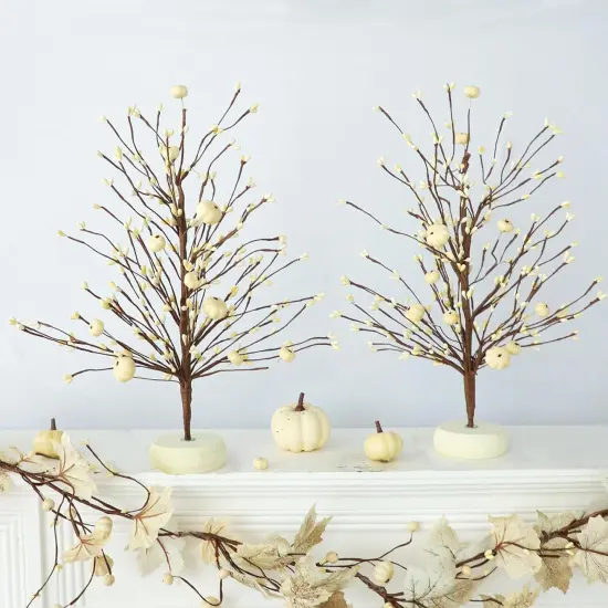 Fall Decor 2 Pack Artificial Tabletop Fall Tree {1}