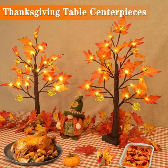 2 Pack Lighted Fall Tree Fall Decor {3}