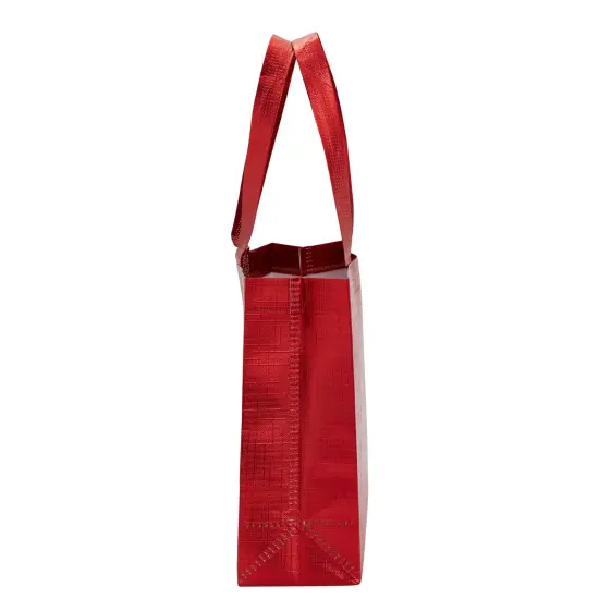 20-Pack Non-Woven Reusable Shopping Bags with Handles, 10 x 3.94 x 12.6 Inch Metallic Red Tote Bags for Groceries and Gifts {6}