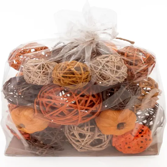 Orange Decorative Vase Filler Bag with Mini Pumpkins, Orbs, Balls & Flowers Bowl Filler Decor (Pumpkin Orange) {2}