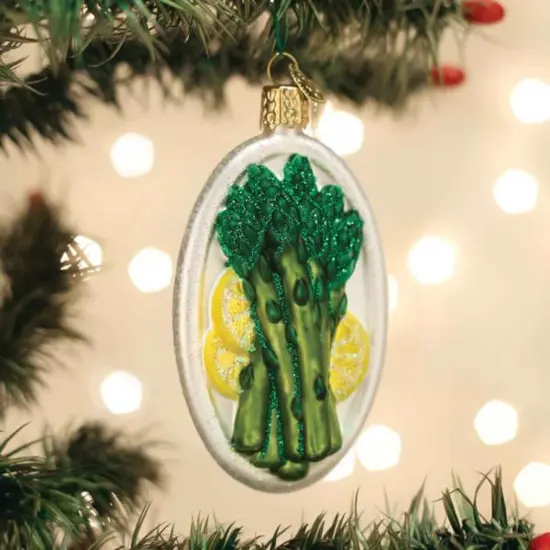 Old World Christmas 4.0 Inch Asparagus Tree Ornament , Green Vegetable Lemon Slices {3}