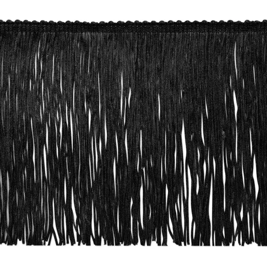 5 yards of 6" Stretch Chainette Fringe Trim | 5 yard cut Black {1}