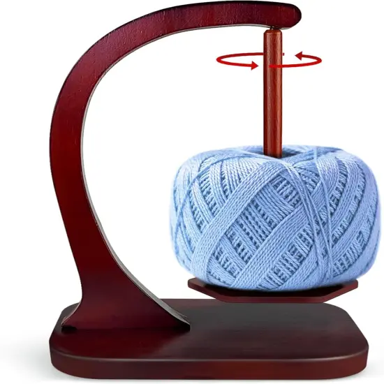 Yarn Holder for Crocheting & Knitting – Wooden Spinner with Magnetic Base & Anti-Slip Pads {1}