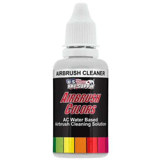 U.S. Art Supply Airbrush Cleaner, 1-Ounce Bottle - Fast Acting Cleaning Solution, Quickly Remove Water-Based Acrylic Paint, Watercolor, Makeup, Inks {1}