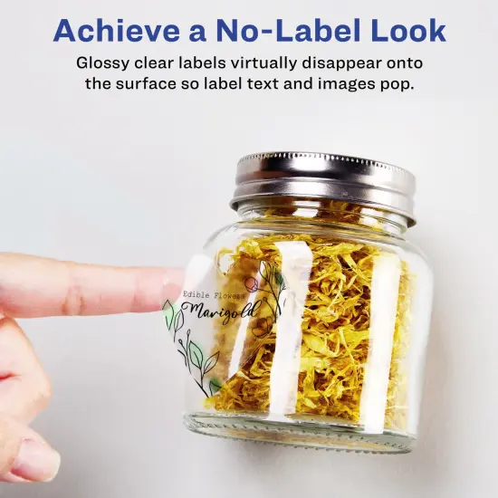 Avery Glossy Clear Heart Labels with Sure Feed, .75" x .75" {2}