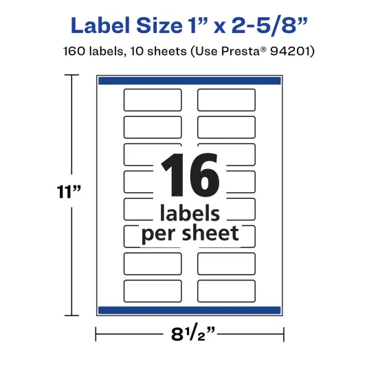 Avery Glossy White Rectangle Labels with Sure Feed, 1" x 2-5/8" {5}