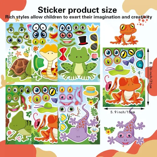 24 PCS Make-a-Face Sticker - Reptile Animal Stickers {3}