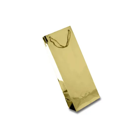 Sleek Metallic Paper Wine Bottle Euro Tote 5" x 3" x 13 1/4" {6}