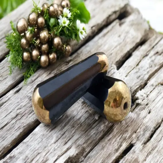 *6* 8x20mm Bronze Tipped Jet Black Faceted Drop Beads {2}