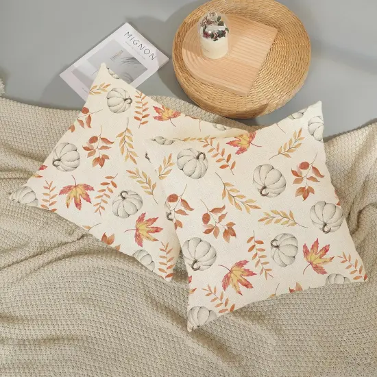 Maple Leaf Fall Decor Pillowcase Linen Autumn Thanksgiving Decorative Outdoor Throw Pillow Covers {5}