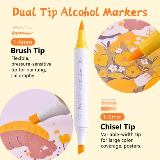 Alcohol Markers Brush Tip 48 Colors - Dual Tip {2}