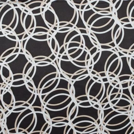 1 Yard Demitasse and Ivory Cream Silk Charmeuse Fabric Printed Circles 44 inch Width {1}