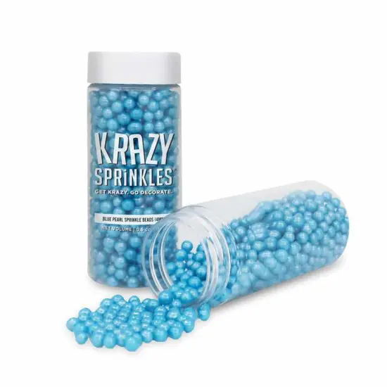 Krazy Sprinkles - Blue Pearl 4mm Beads (1/2 Cup, 1x Jar) for Cakes, Ice Cream & Cookies {3}