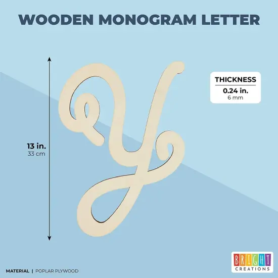 Wooden Monogram Alphabet Letters, Decorative Letter Y (13 Inches) Brown {2}
