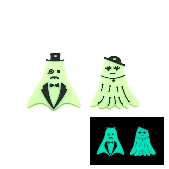 1 or 5 Pairs: Fancy Pair Glow in the Dark Ghost Charms {1}