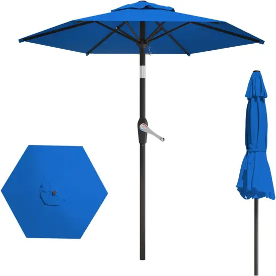 Patio Umbrella Table Market Umbrella w/Tilt and Crank Heavy-Duty Round {1}