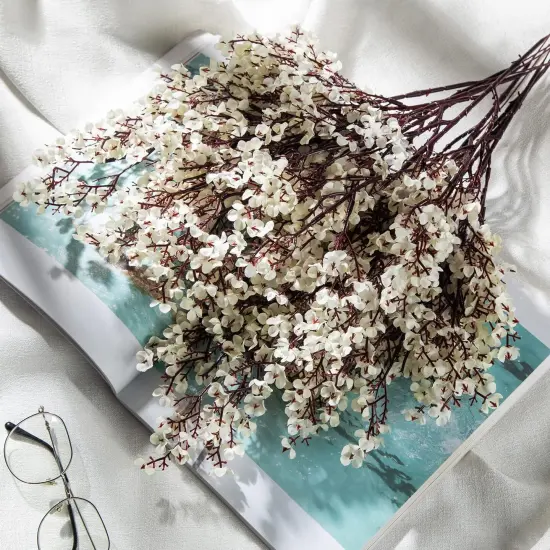 10 Pcs Baby Breath Bulk Silk Artificial Flowers Bouquet Real Touch Flowers for Home Kitchen Party Centerpieces Decoration（White） {5}