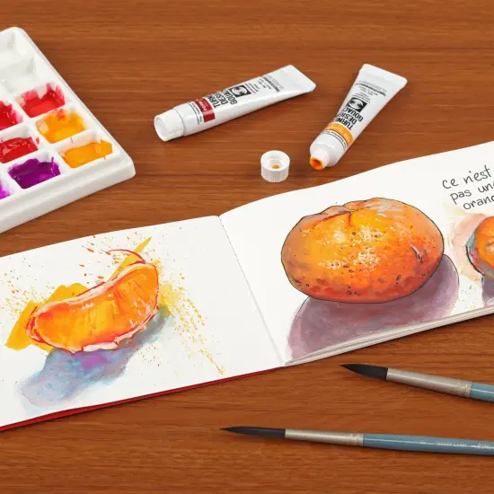 New York Central Eternity Ninety Flat Book- 5x5x8.5" Sketch Watercolor Journal, Pack of 5- Red Soft Paperback- Watercolor Sketchbook w/ Elastic Band, 100 Total Sheets 100% Cotton, 90 lb Cold-Pressed {5}