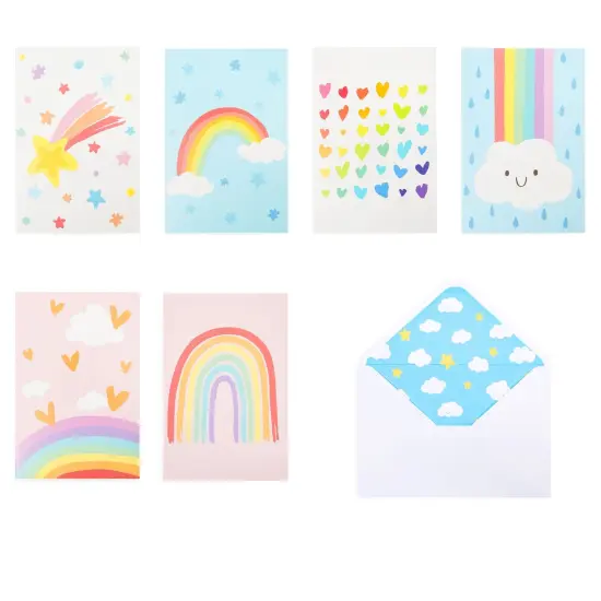 48 Pack Rainbow Cards with Envelopes for Thank You, Baby Shower, Birthday, Kids Stationary, Girls (Pastel, 4x6 In) Multicolor {5}