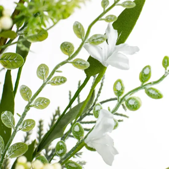 24" Fabric Flower, Leaf, Berry Spray: White {2}