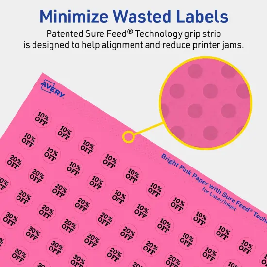 Avery Bright Pink Paper Labels, 0.5" Diameter Round {4}