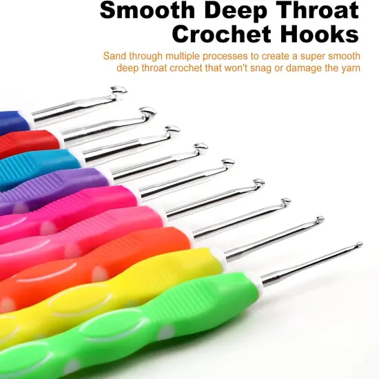 Professional Crochet Kit,9 Crochet Hooks Ergonomic Soft Grip,14 Aluminum Full Crochet Hooks Set with Case Include Crochet Accessories and Supplies {2}