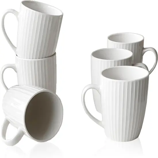 11 Ounce Porcelain Mugs, Set of 6 Coffee Mugs for Tea {1}