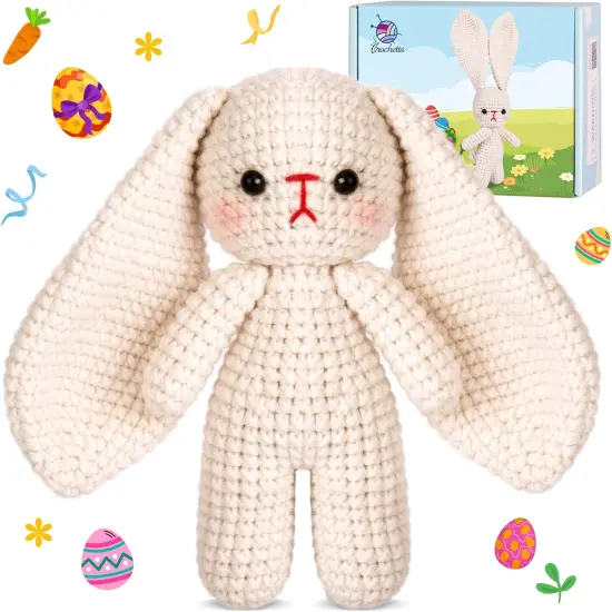 Crochet Kit for Beginners, Crochet Starter Kit Beginner Crochet Kit Knitting Supplies for Adults Kids, Crochet Bunny(40%+ Yarn) {1}