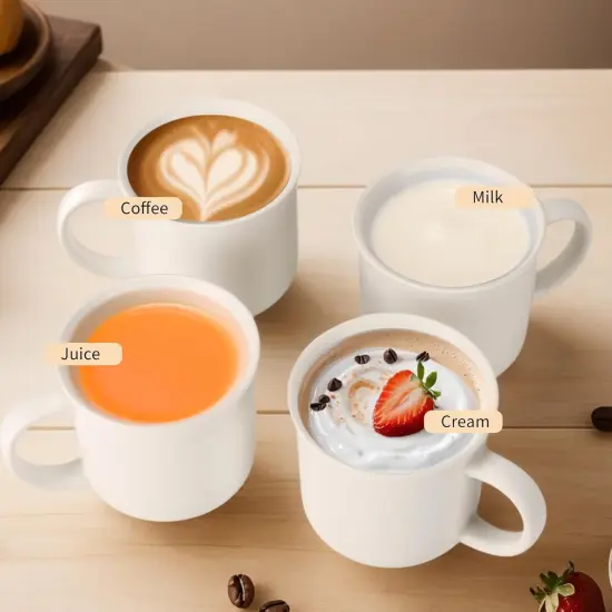 White Coffee Mugs Set of 4, 12 Ounce Coffee Mugs with Handles {3}